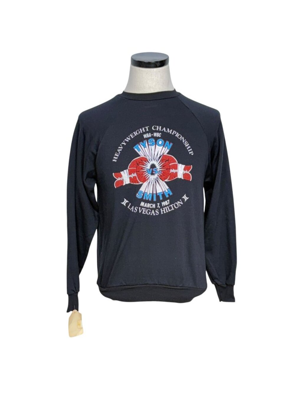 80s Tyson Vs Smith Heavyweight Championship Sweatshirt Black M USA NOS
